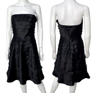 Hartly Westwood Vintage Silk Tiered Strapless Knee Length Dress in Black Size 4